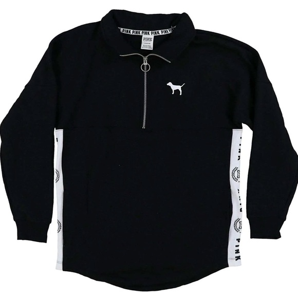 SOLD- Victoria's Secret Pink Half-zip Mock Neck Pullover Sweatshirt in Black🖤 - Picture 1 of 3
